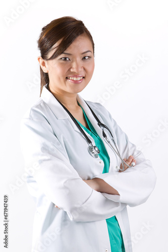 Portrait of a happy Asian Female Doctor.