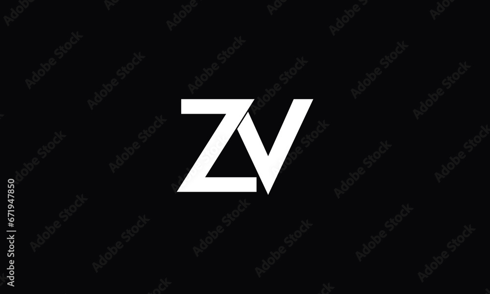 Alphabet Letters ZV or VZ Abstract Logo Alphabet Letters ZV or VZ Abstract Logo