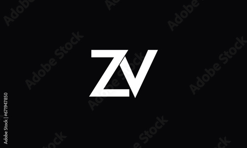 Alphabet Letters ZV or VZ Abstract Logo