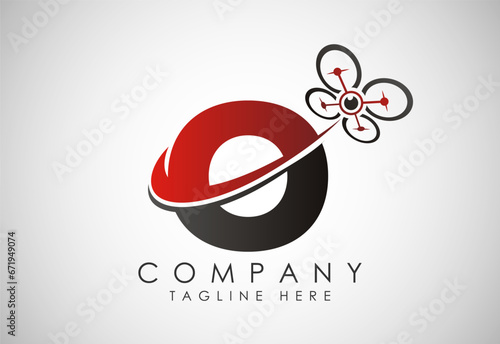 Letter O drone logo design vector template. Drone technology logo sign symbol
