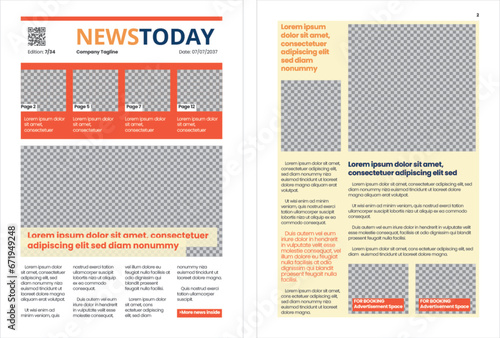 Editorial layout template of newspaper or newsletter