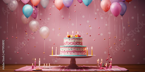 Decorate with a background featuring a giant birthday cake.