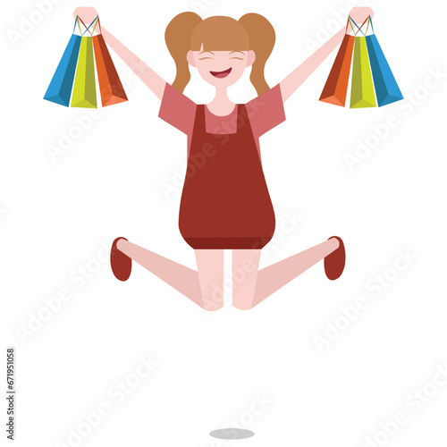 woman with shopping bags	
