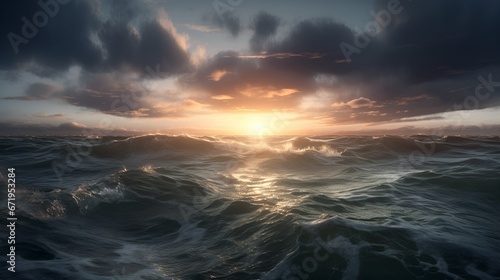 swirling Dense Sky over a calm ocean