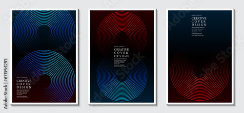 Posters design template with abstract glowing geometric line on a dark background.Ideas for magazine, brochures and covers. Vector, Illustrator, EPS.