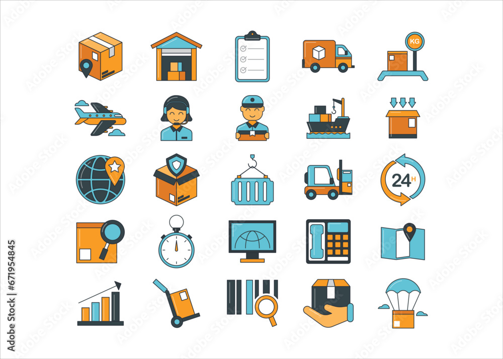 Obraz premium Logistics colored icon, delivery goods vector graphic collection