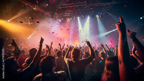 a live rock concert crowd of people dancing on stage photo