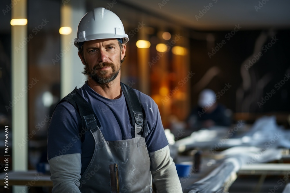 Foreman at work. Top profession concept. Portrait with selective focus and copy space Foreman at work. Top profession concept. Portrait with selective focus and copy space