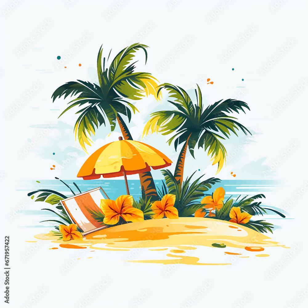 tropic paradise enjoyment sketch palm relaxation vacations graphic backgrounds sunlight resort