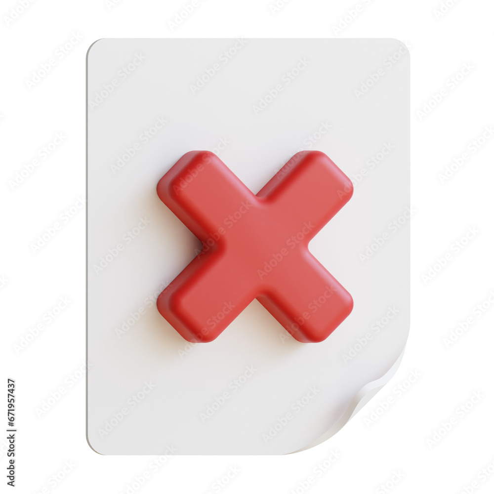 Fototapeta premium 3d icon rejected illustration with isolated design