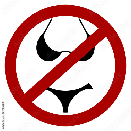 "No bikini and swimsuits" / "Dress properly" icon