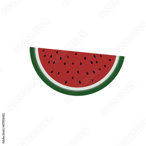 Simple doodle illustration watermelon inspired by icon summer watermelon fruits with green, white, red, and black colors that can be use for social media, wallpaper, sticker, banner, t-shirt,  e.t.c.