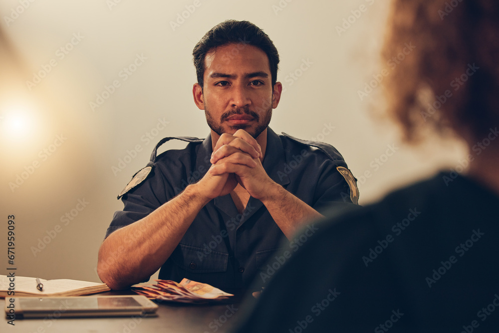 © Tamline/peopleimages.com - Police, investigation and man listening to woman for report, interrogation or criminal arrest. Law, crime and bribery, detective at station for money laundering interview, questions and attention. © Tamline/peopleimages.com - Police, investigation and man listening to woman for report, interrogation or criminal arrest. Law, crime and bribery, detective at station for money laundering interview, questions and attention.