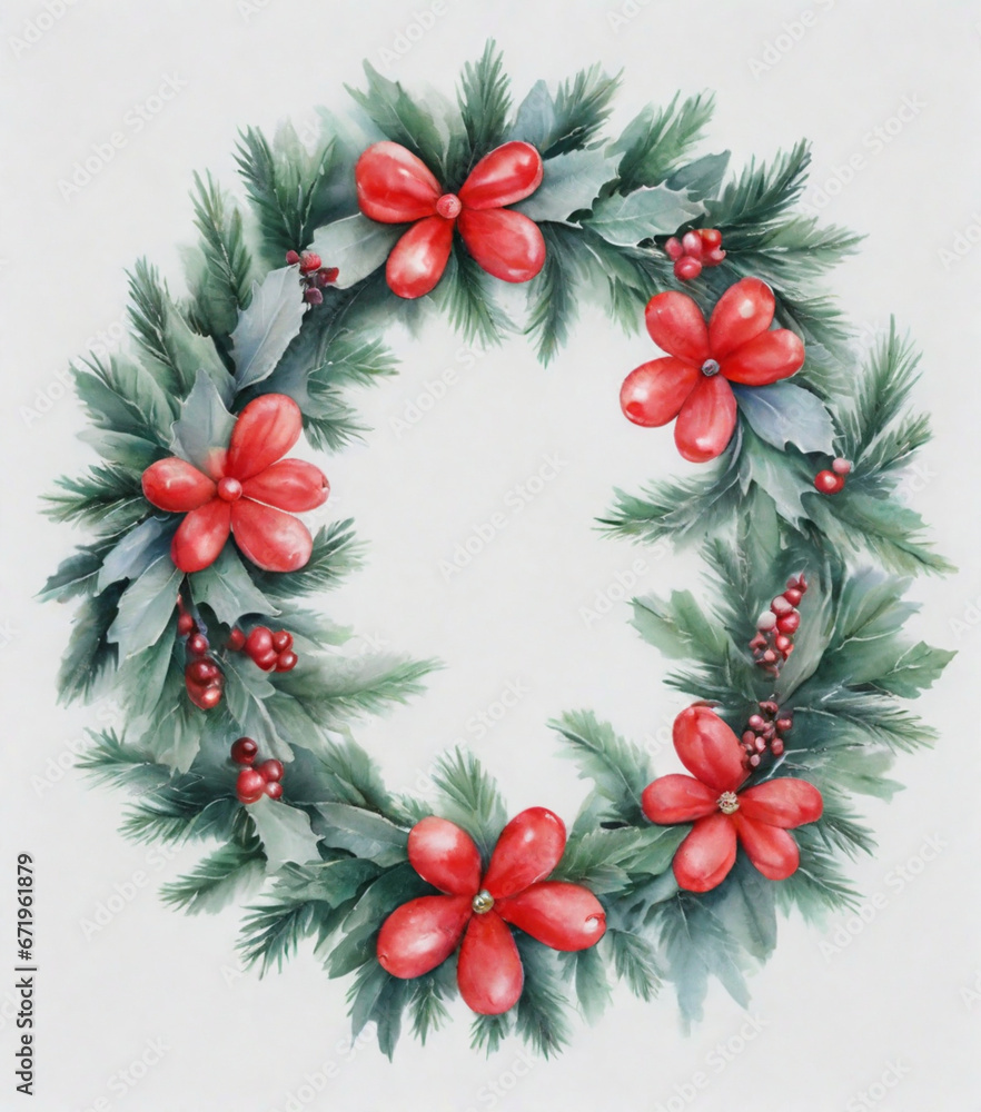 Christmas wreath. illustration. Ai generated image Christmas wreath. illustration. Ai generated image