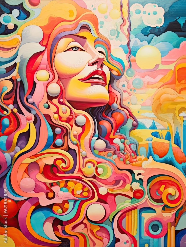 70's Psychedelic Art: Abstract Forms and Vibrant Colors Ignite Visual Delight