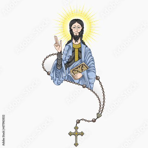 Santiago apostle with catholic rosary