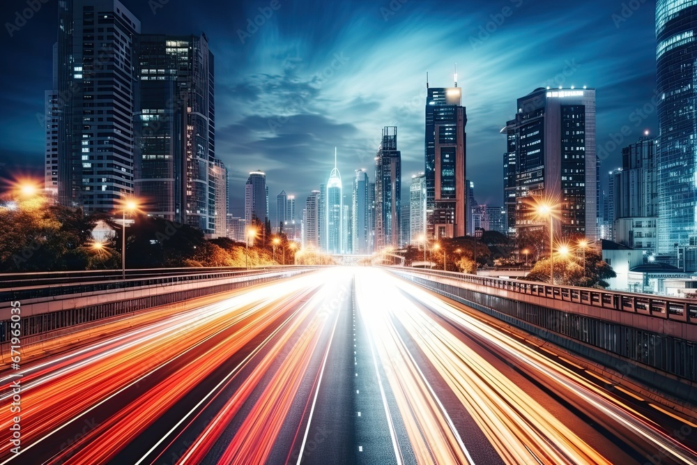 Bangkok Blur: Moving Forward on Cityscape Night Road