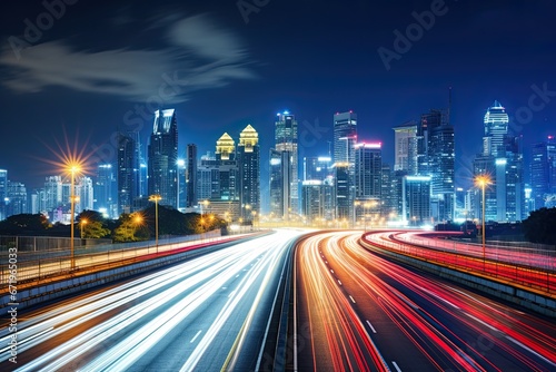 Bangkok Blur: Cityscape Night View on the Moving Forward Road