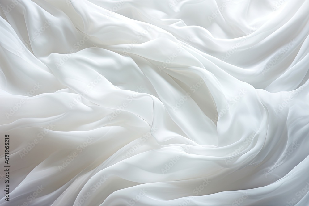 Billowing Bleach: Abstract Soft Waves on White Cloth 