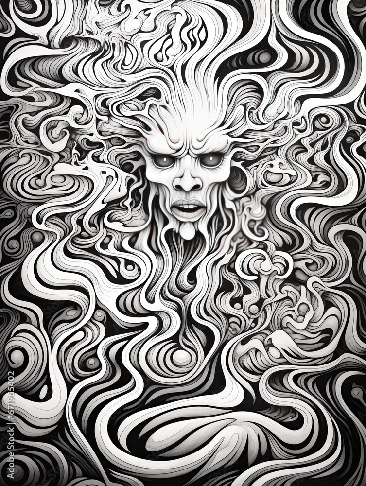 Black and White Psychedelic Art: Monochrome Trip