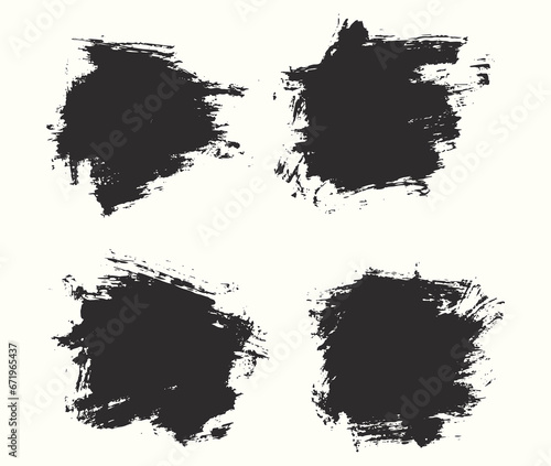 Vector brush stroke black illustration set