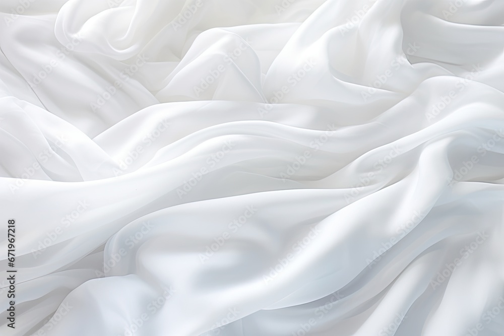 Cloud Canvas: Soft Waves on White Cloth - Abstract Background Cloud Canvas: Soft Waves on White Cloth - Abstract Background