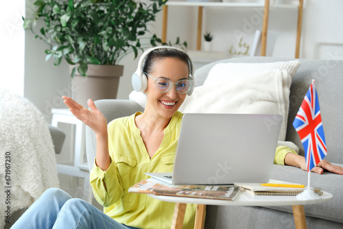 Mature woman with laptop st...