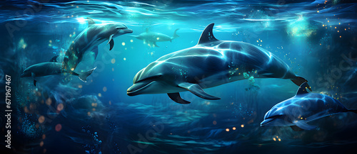 Two dolphins swimming happily in the sea 7