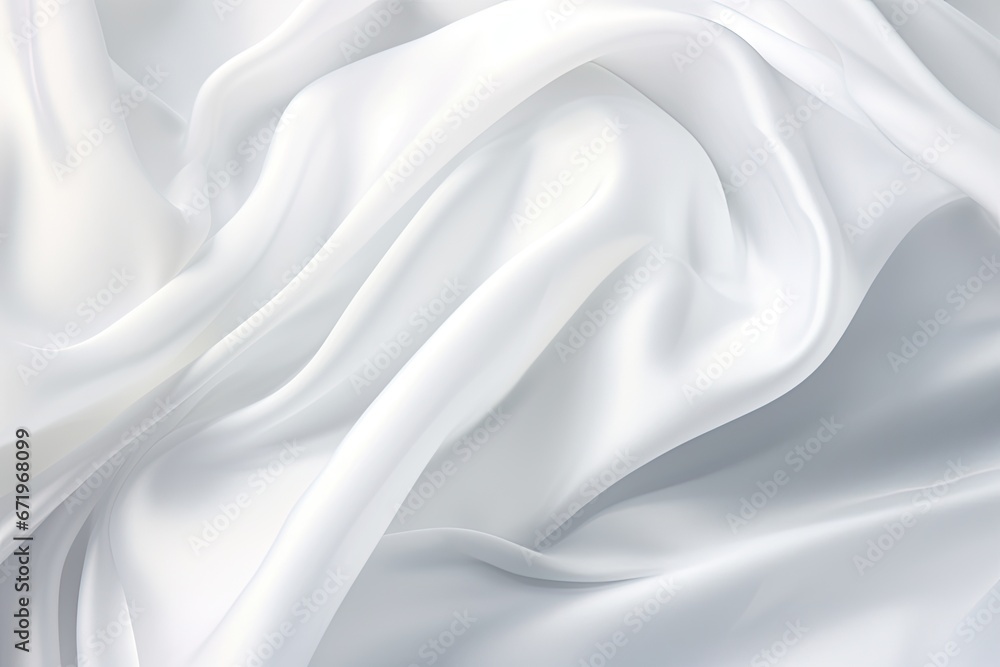 Fototapeta premium Crystal Breeze: White Cloth Abstract Background with Soft Waves