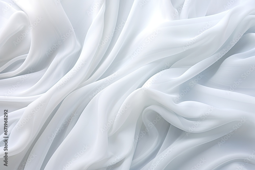 Crystal Charm: Abstract Soft Waves on White Cloth Background