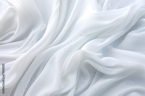 Crystal Charm: Abstract Soft Waves on White Cloth Background