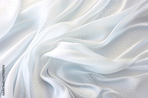 Crystal Glimmer: Soft Waves on White Satin Silky Cloth - A Background of Pure Elegance