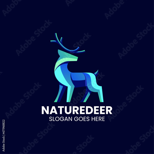 Vector Logo Illustration Nature Deer Gradient Colorful Style