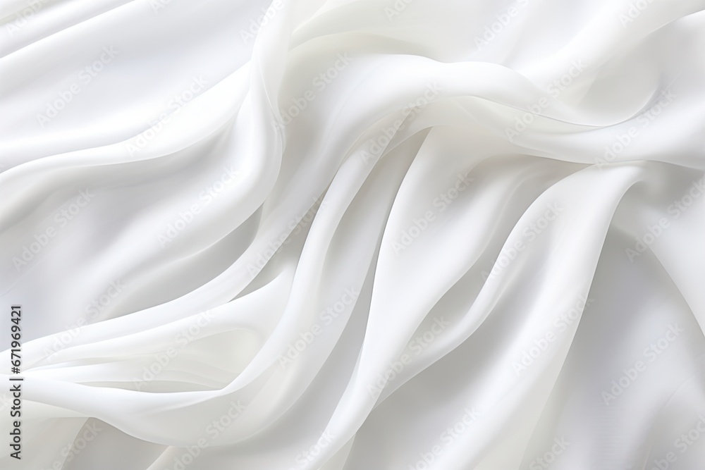 Fabric Finesse: Soft Waves on White Cloth - Abstract Image