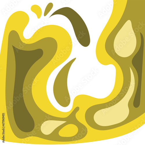 yellow liquid urine element, splashes collection with an uneven fluid wavy edge. Paint spot, blot, rain puddle, stain with drops, blobs. Liquid watery graphic design elements, and text backgrounds.