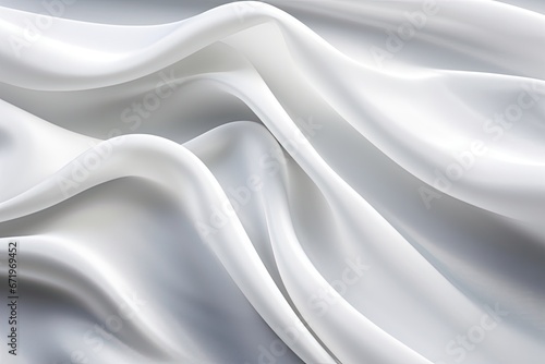 Abstract Waves of Fabric Folds on White Cloth Background