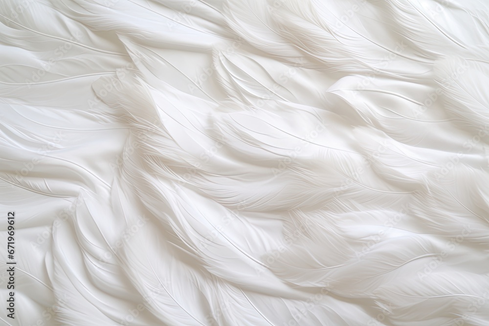 Feathered Fabric: Soft Waves on White Cloth Background Feathered Fabric: Soft Waves on White Cloth Background