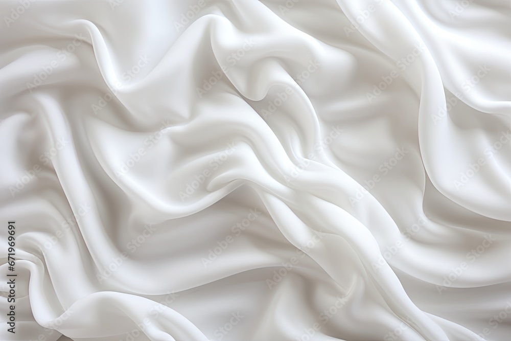 Fluffy Fabric: Soft Waves on White Cloth Background - A Soothing Display of Textile Serenity