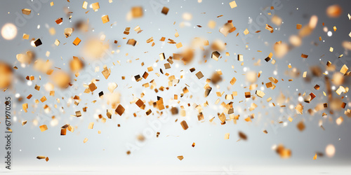 Falling shiny silver confetti isolated on background