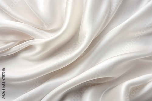 Icewind Satin: A Serene Tapestry of White Silky Cloth with Crease Wavy Folds for Background.