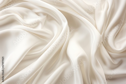 Ivory Infinity: Soft Waves on White Cloth Background