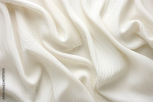 Ivory Undulation: Soft Waves on White Fabric Background Image