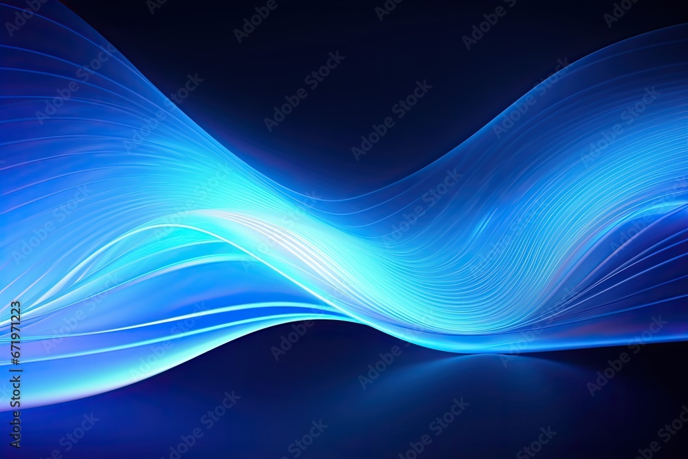 Fototapeta premium Light Echo: Blue Wave Abstract Technology Background with Digital Light