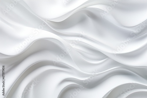 Lunar Drift: Soft Waves on White Fabric - Abstract Future Background