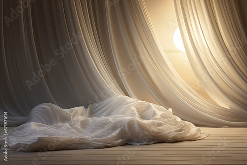Lunar Luxe: White Satin Cloth- Enchanting Light and Exquisite Wave Formation