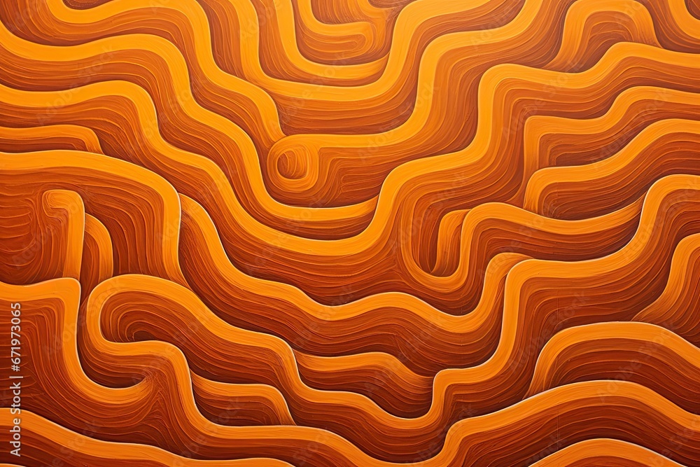 Dynamic Orange Labyrinth: Abstract Curved Lines Unleashing Visual Energy