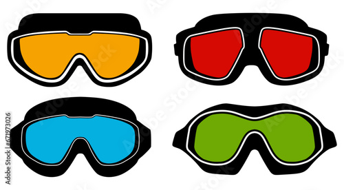 set motorcycle glasses icon. Goggles design vector illustration