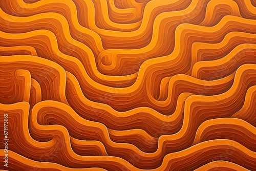 Dynamic Orange Labyrinth  Abstract Curved Lines Unleashing Visual Energy