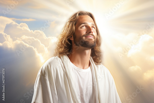 Jesus Christ, Savior of mankind, in heaven light