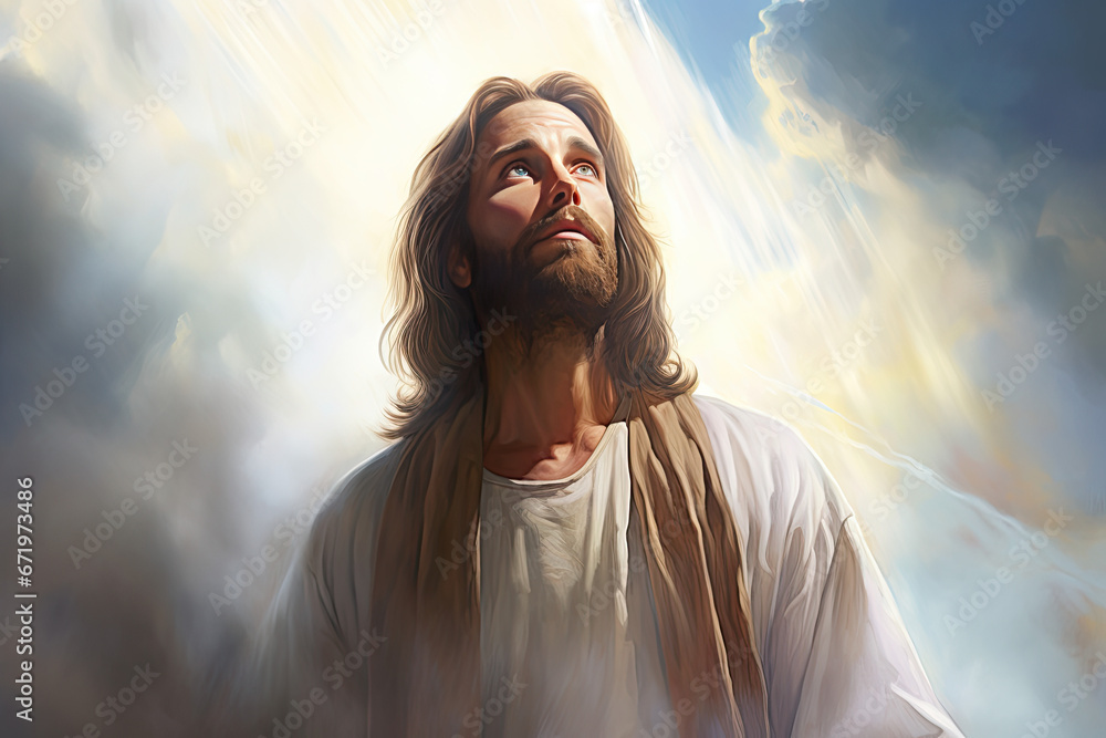 Photo & Art Print Jesus Christ, Savior of mankind, in heaven light
